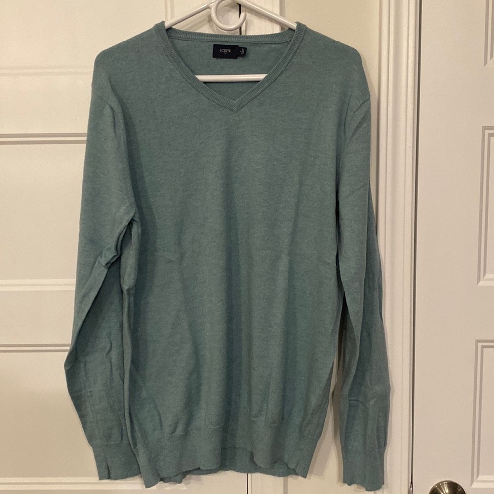 J. Crew lightweight v-neck mint sweater